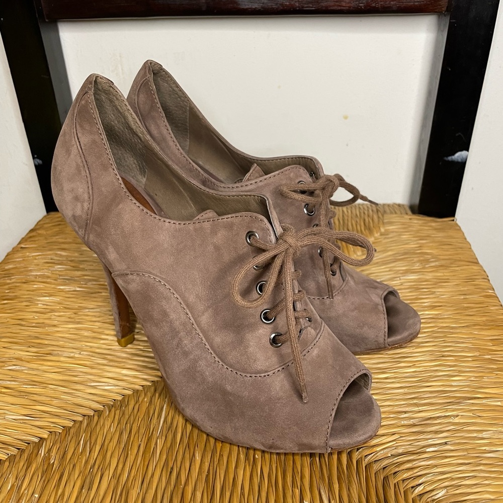 Schutz | Suede Open Toe Laced Pump, Size 6